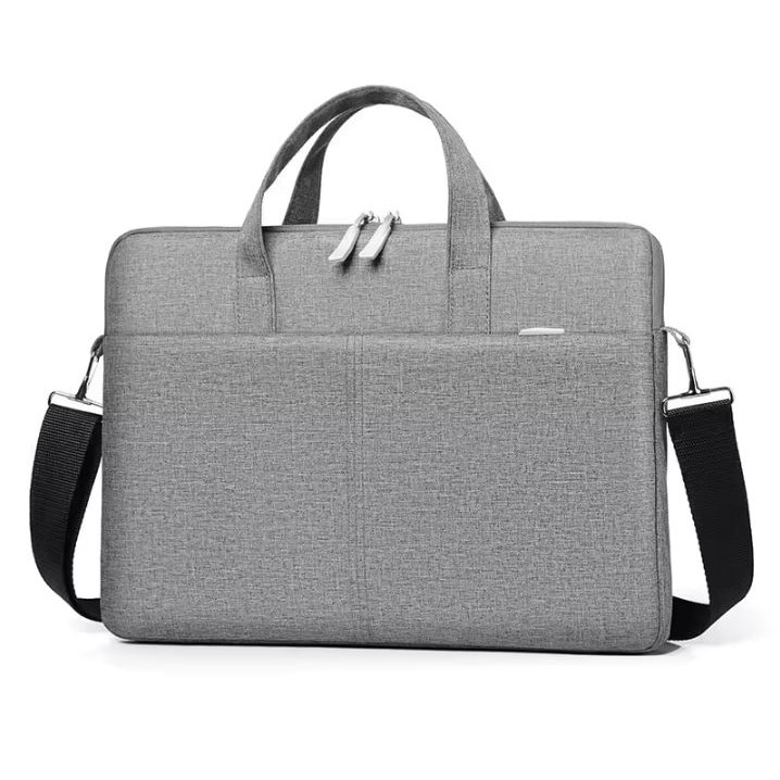 Geanta pentru Laptop 13"-14.1", Textil, 2 Buzunare, Extensie pentru umar, Gri