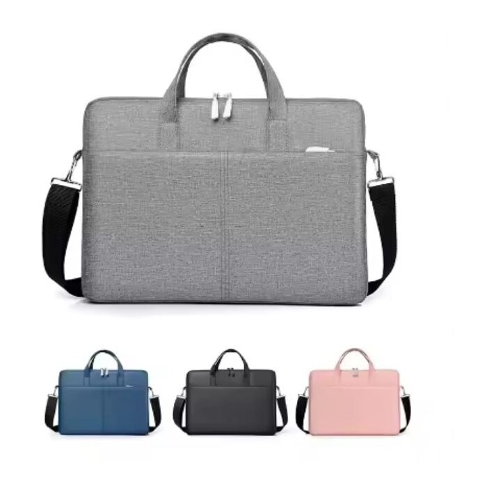 Geanta pentru Laptop 13"-14.1", Textil, 2 Buzunare, Extensie pentru umar, Gri