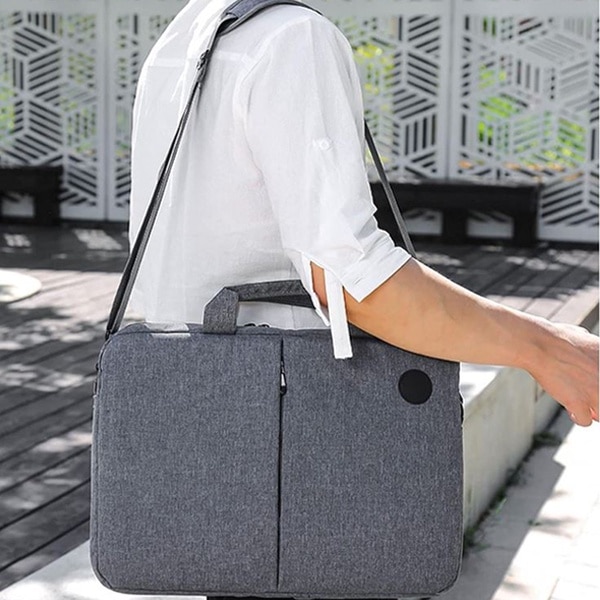Geanta pentru Laptop 15", Textil, 4 Buzunare, Extensie pentru umar, Gri