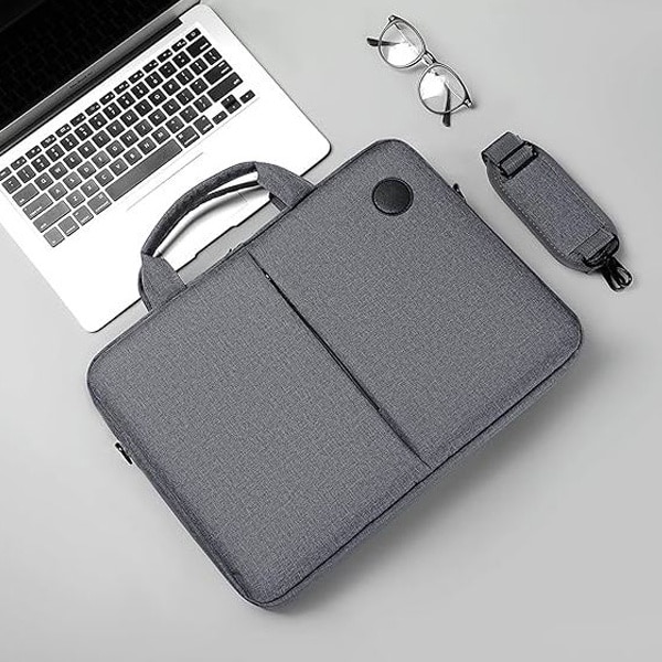 Geanta pentru Laptop 15", Textil, 4 Buzunare, Extensie pentru umar, Gri