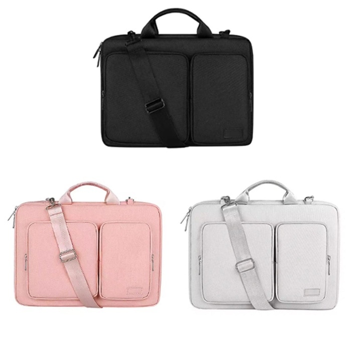 Geanta pentru Laptop 14.1"-15.4", Textil, Interior moale, 2 Buzunare accesorii, Roz