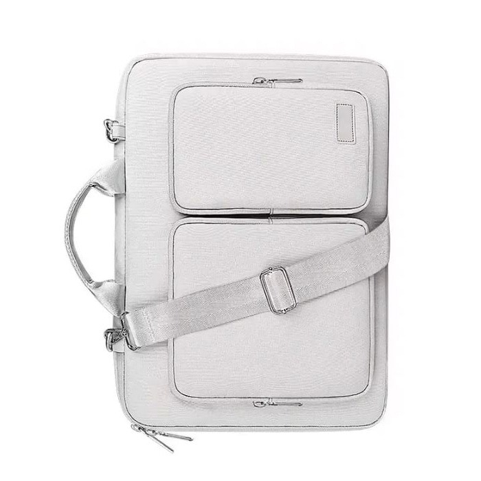 Geanta pentru Laptop 14.1"-15.4", Textil, Interior moale, 2 Buzunare accesorii, Gri