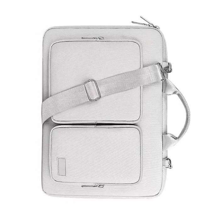 Geanta pentru Laptop 14.1"-15.4", Textil, Interior moale, 2 Buzunare accesorii, Gri