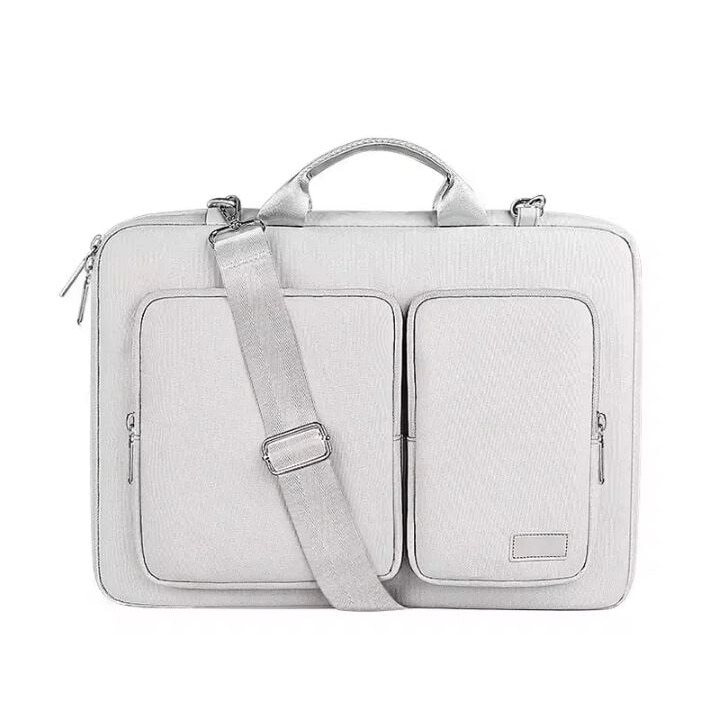 Geanta pentru Laptop 14.1"-15.4", Textil, Interior moale, 2 Buzunare accesorii, Gri