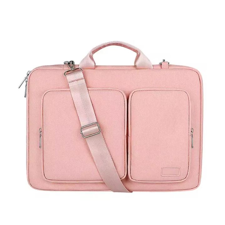 Geanta pentru Laptop 14.1"-15.4", Textil, Interior moale, 2 Buzunare accesorii, Roz