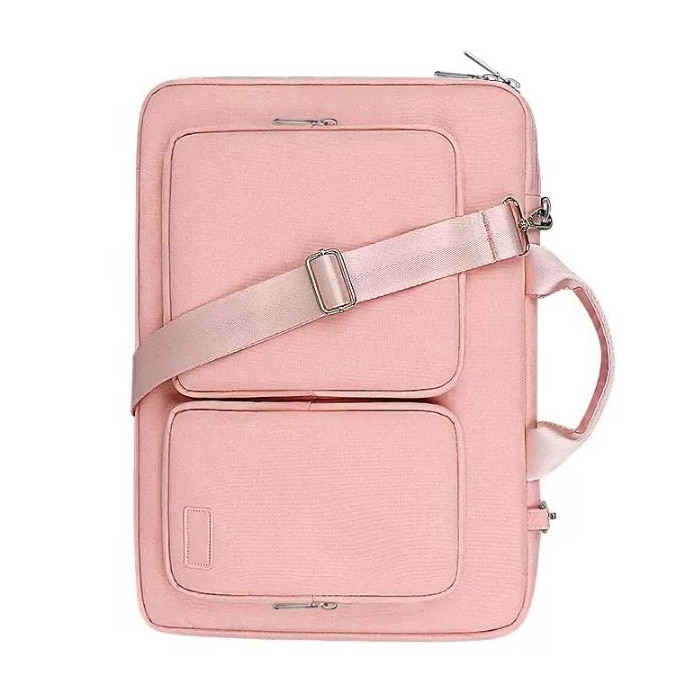 Geanta pentru Laptop 14.1"-15.4", Textil, Interior moale, 2 Buzunare accesorii, Roz