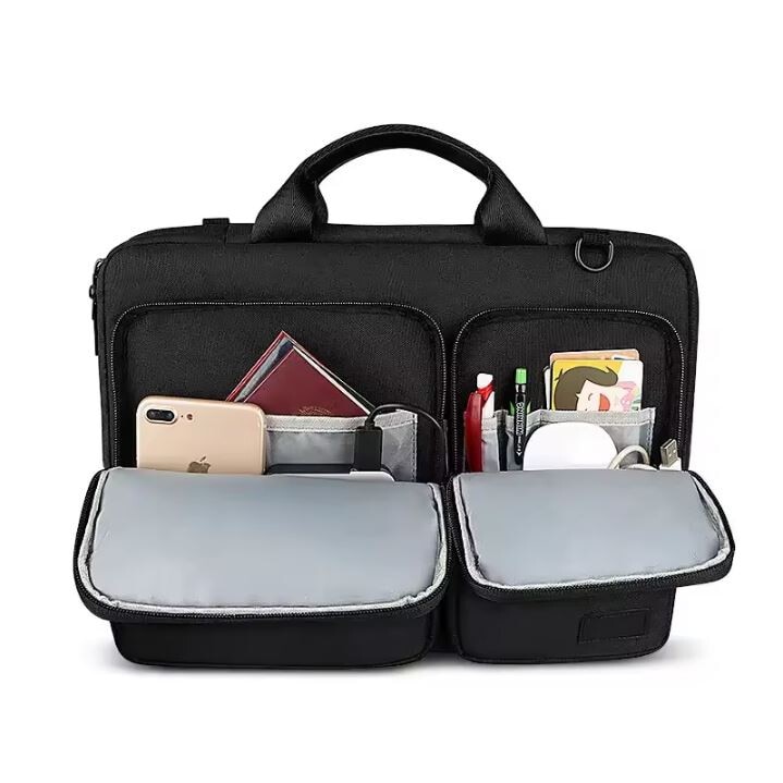 Geanta pentru Laptop 14.1"-15.4", Textil, Interior moale, 2 Buzunare accesorii, Negru