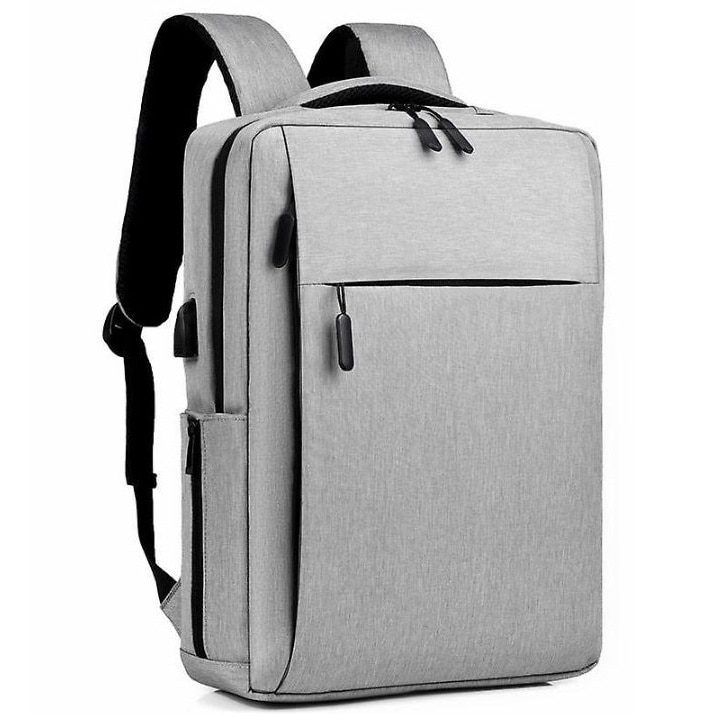 Ghiozdan Laptop, Port incarcare USB, Multifunctional, Compatibila 16.1", Textil, Gri