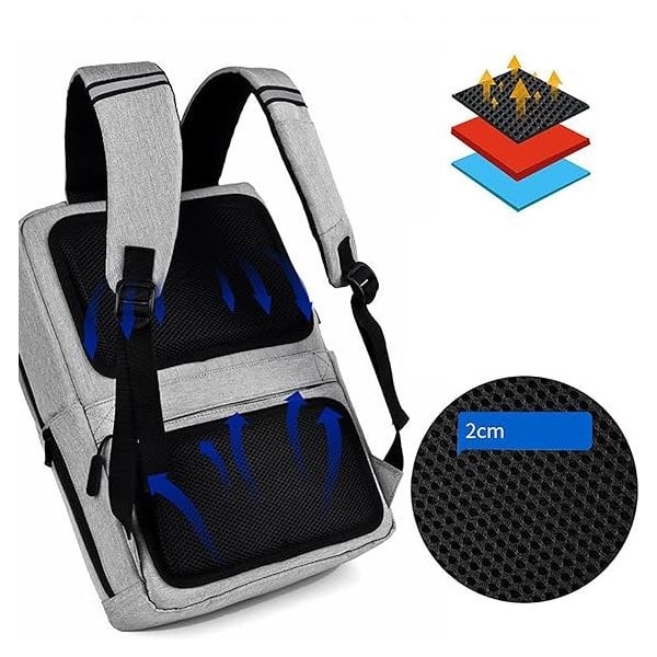 Ghiozdan Laptop, Port incarcare USB, Multifunctional, Compatibila 16.1", Textil, Gri