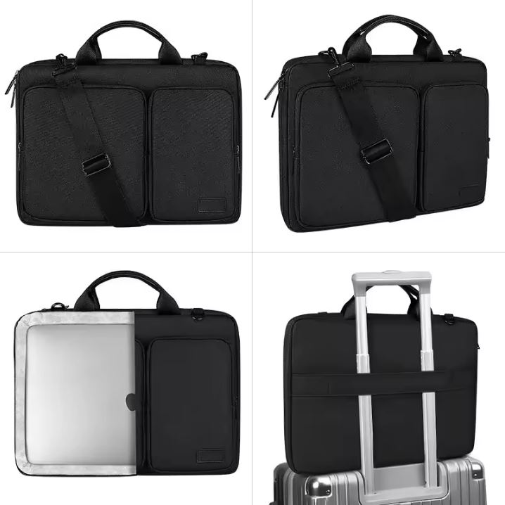 Geanta pentru Laptop 14.1"-15.4", Textil, Interior moale, 2 Buzunare accesorii, Negru