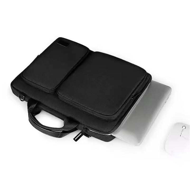 Geanta pentru Laptop 14.1"-15.4", Textil, Interior moale, 2 Buzunare accesorii, Negru