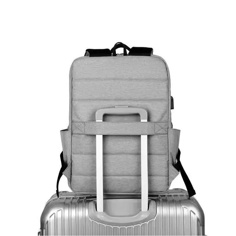 Ghiozdan Multifunctional pentru Laptop, Port incarcare USB, Compatibila 15", Textil, Gri