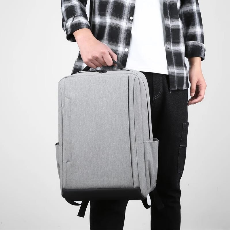Ghiozdan Multifunctional pentru Laptop, Port incarcare USB, Compatibila 15", Textil, Gri