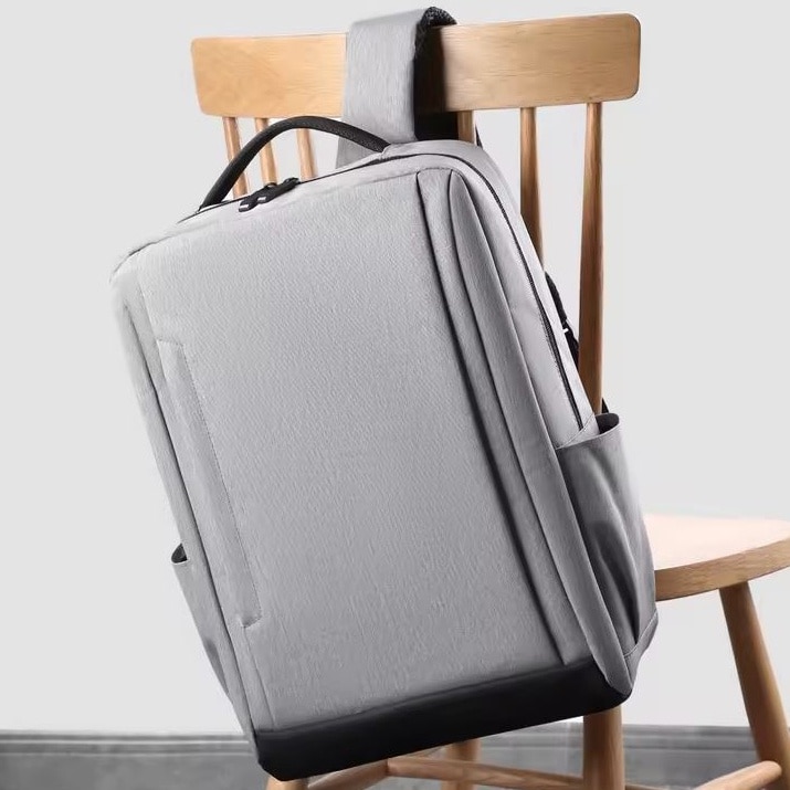 Ghiozdan Multifunctional pentru Laptop, Port incarcare USB, Compatibila 15", Textil, Gri