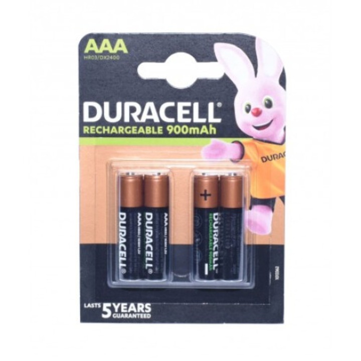 Set 4 Buc Acumulatori Duracell, R3 AAA, 900mAH, Ni-MH