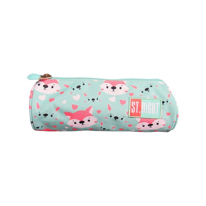 Несесер за моливи, 1 отделение, 1 удължение, овален, Majewski, Колекция Lovely Foxy 2024, PU-01, 22x8x8 см