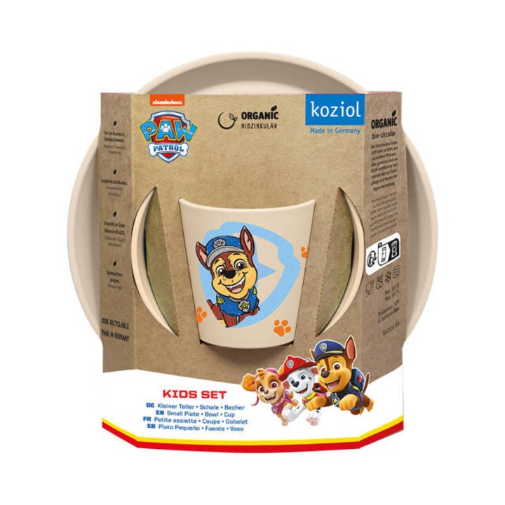 Set vesela pentru copii: farfurie, bol, cana connet Patrula Catelusilor, Koziol