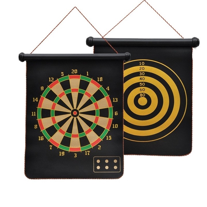 Darts játékkészlet, két darts játékhoz, 6 darts mellékelve, Mágneses, Méretek 37 x 40 cm, Klasszikus dizájn, Többszínű, Avaleea