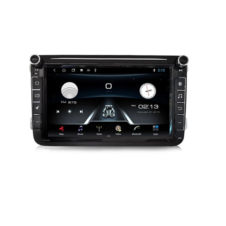 Navigáció VW Golf, Passat, Tiguan, Touran, Jetta, Eos, Polo, Sharan, Amarok, Caddy, 8 hüvelykes képernyő, 2 GB RAM, 32 GB belső, Android 13, alkalmazások, Waze, Wi Fi, USB, Bluetooth