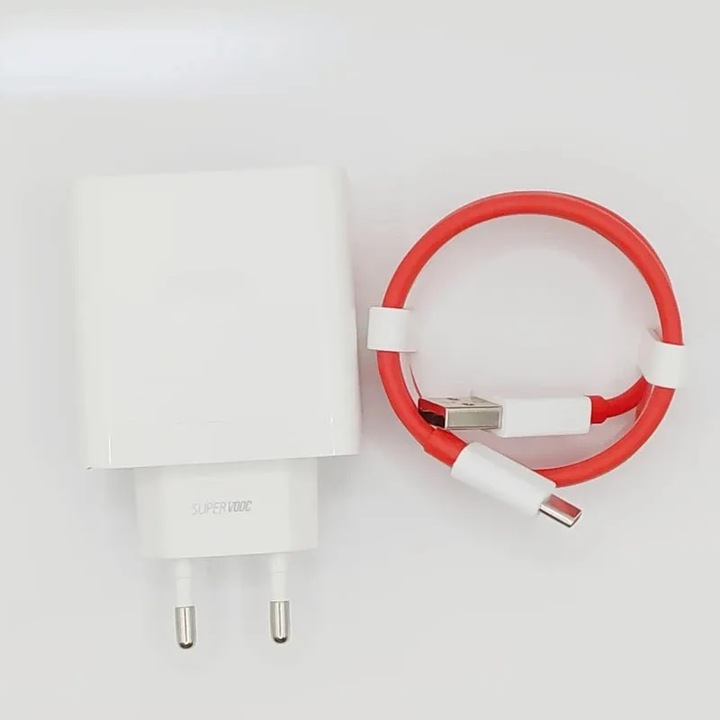 SupeVooC USB 80W зарядно устройство, PRESTIGE CHARGE, за OnePlus, включен 8A кабел, USB към USB-C, пренос на данни и зареждане, 2 м, червено