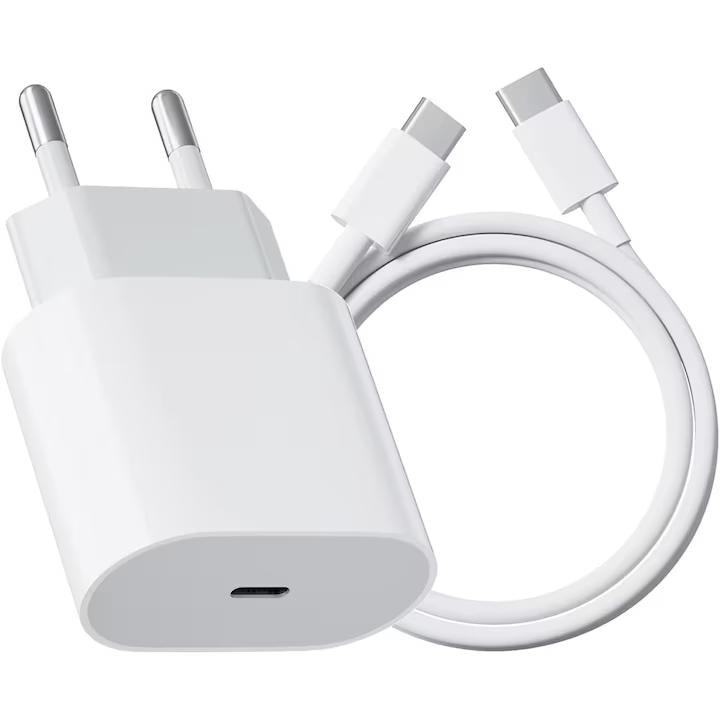 Зарядно устройство USB-C FastCharge, 20 W, AHA PRINT, 1 m TypeC кабел включен, съвместимо с iPhone 15, 15pro, 15promax, iPad Pro 2019