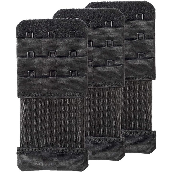 Set prelungire sutien, SA&SO General Store®, 3 pozitii de prindere, 3 bucati, latime 4.4 cm, negru