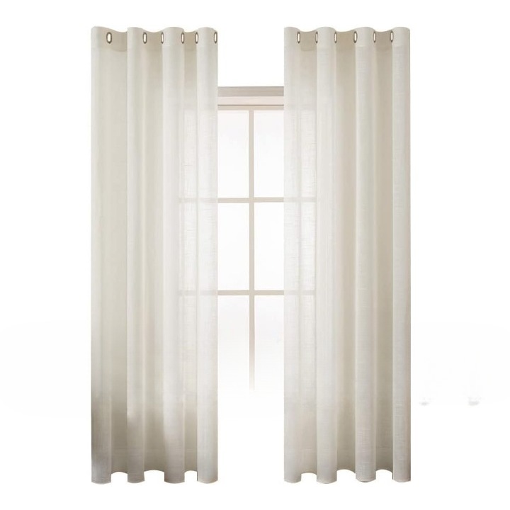 2 db-os függöny szett gyűrűkkel, MIULEE, átlátszó, tökéletes ablakokhoz és ajtókhoz, Hálószoba, nappali, 140 x 260 cm, Fehér krém színű