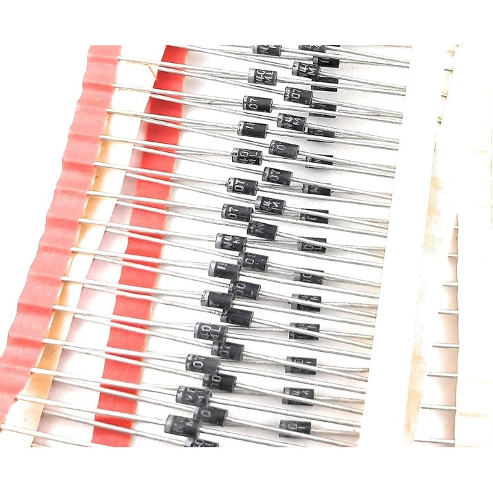 Set 20 bucati, Dioda Redresoare 1N4007 DIOTEC, 1A, Montaj THT DO41, Tensiune Directa 1.1V, Impuls 30A, Ideala pentru Redresare, Protectie si Aplicatii Generale, produs DIOTEC Semiconductor