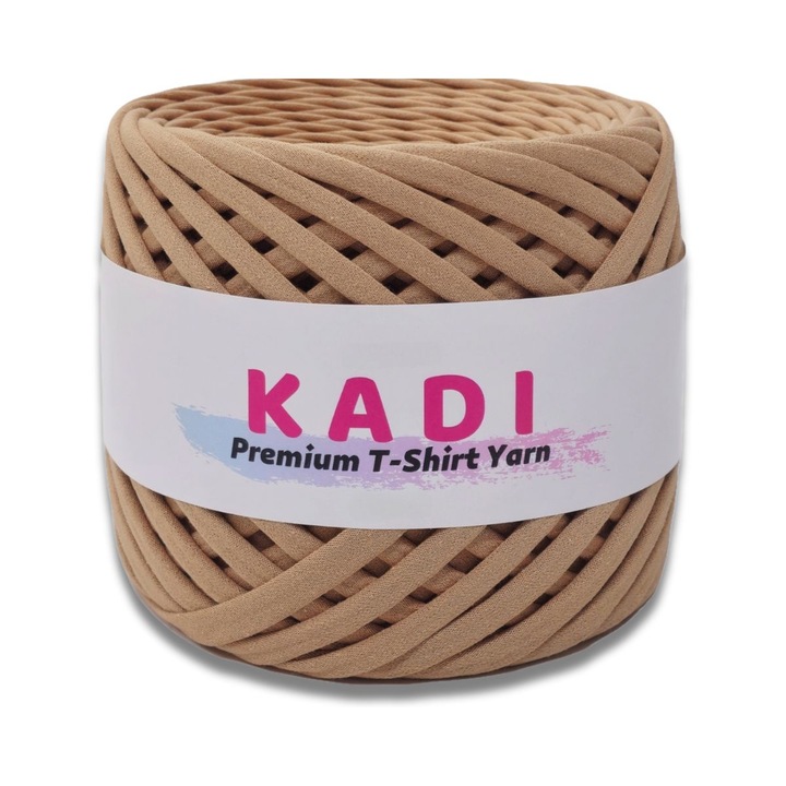 Szalagszál kötött horgoláshoz és makraméhoz, KaDi Large, 9-11 mm, 110 m, 100% pamut, Karamell szín