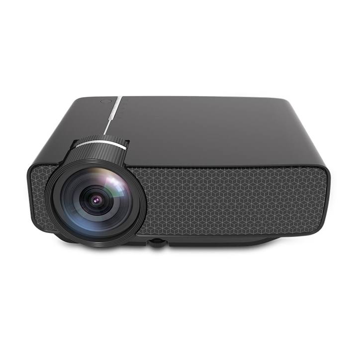 Видеопроектор за домашно кино, дистанционно управление, HDMI, VGA, AV, SD, преносим 50, 100 инча, LED, поддръжка, черен