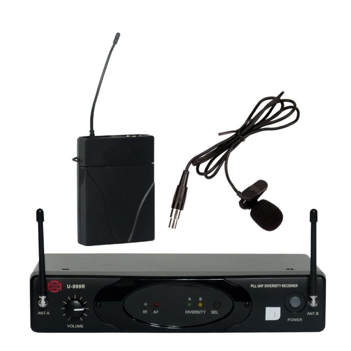 Microfon lavalier wireless, WALALLA, Ecran HD LED, Reincarcabil, Reducere zgomot, Negru