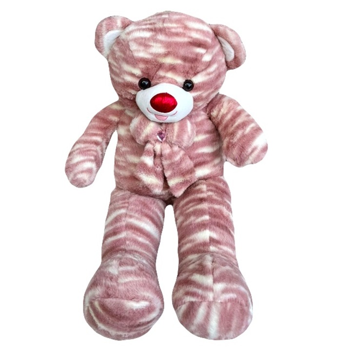 Ursulet de plus Noble, cu papion, Inaltime 74 cm, Roz, Velve