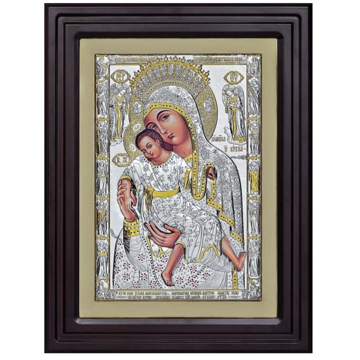Icoana Argintata Maica Domnului Milostiva 54/69 cm