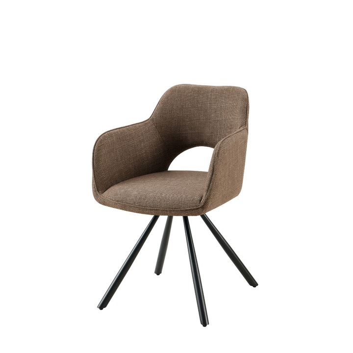 Scaun dining, taupe, tapiserie textil si cadru metalic, rotativ, Hectaul, 60x84x61 cm