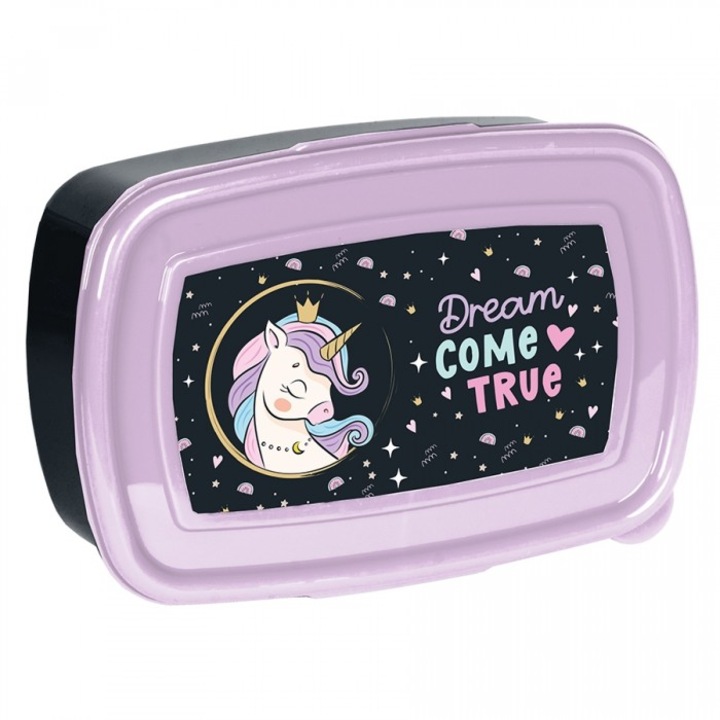 Cutie alimentara PASO, Unicorn, capacitate 750ml, mov, 17x10.5x5.5cm