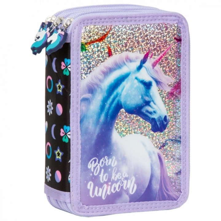 Penar triplu compartimentat, Derform, complet echipat, 20x13x7cm, Mov