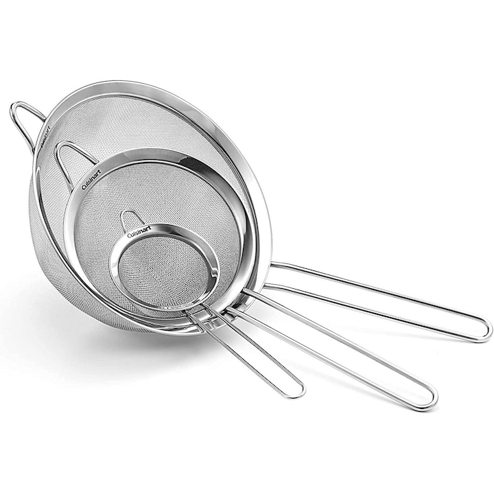Set 3 site cu plasa fina, Enforose, 3" 5" 7", inox, maner lung