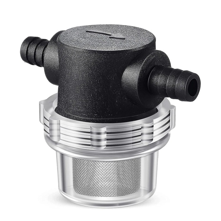 Filtru, Inox, Pentru pompa, 3/8 inch, 50 Ochiuri, 60 mm, Negru / Transparent