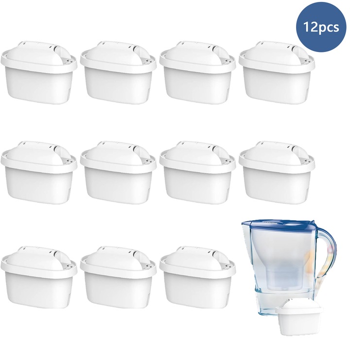 Филтърни касети, 12 броя, съвместими с филтърна кана Brita Maxtra Plus, намаляване на пластмасовите отпадъци