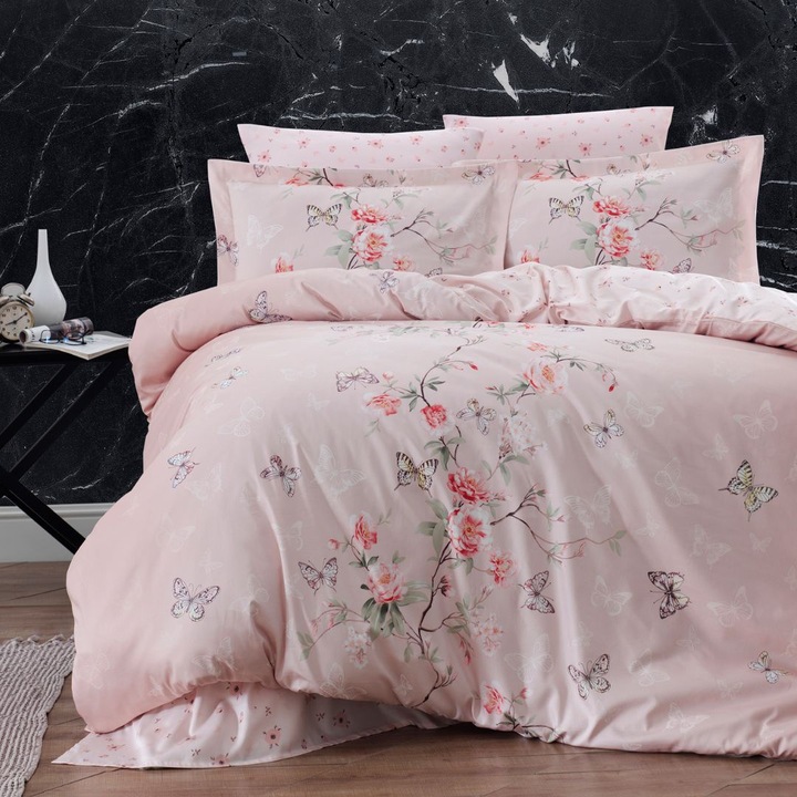 Luxus ágynemű franciaágy, 100% szatén pamut, lepedő 240x260 cm, 6 db, First Choice, Matilde por