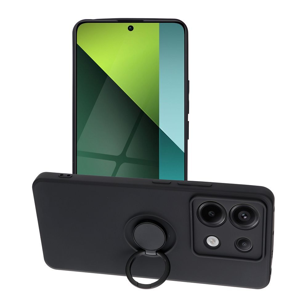 Husa pentru Xiaomi Note 13 Pro 5G DaDen cu inel rotativ 360, Silicon Premium, Camera Protection, Antisoc, Negru