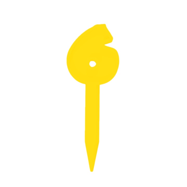 Topper tort, "6", zi de nastere, aniversare,150 X 54 mm galben