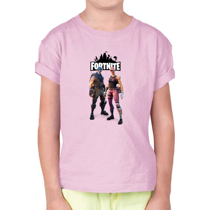 Tricou copii Fortnite Battle Royal OPT Fortnite Prime Skin, Roz pal