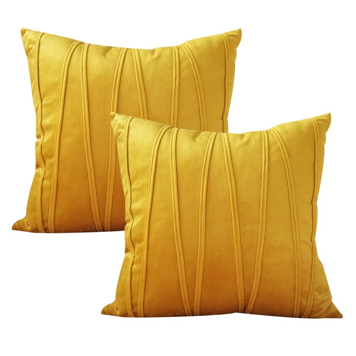 Комплект от 2 декоративни калъфки за възглавници, жълти, 45 х 45 см
