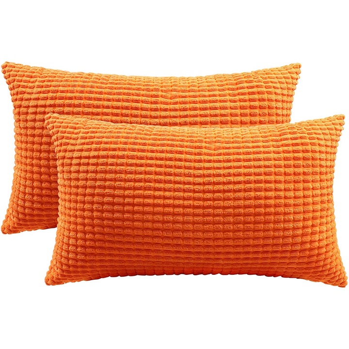 Set 2 fete de perna decorative, Catifea, Portocaliu