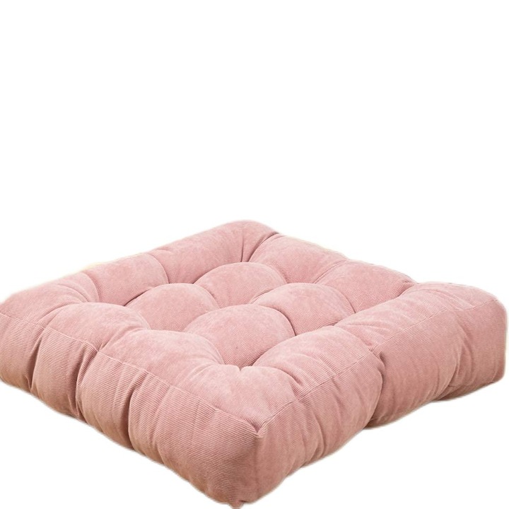 Négyzet alakú padlópárna, 22x22 inch, sötétkék, 8-10cm vastag, bordás bársony anyag, PP pamut töltet