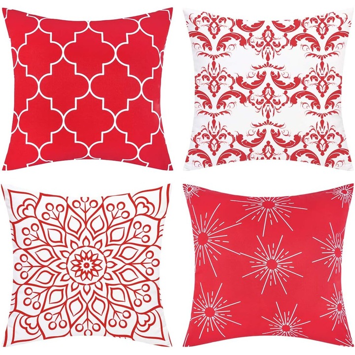 4 db szürke díszpárnahuzat, 45x45cm, poliészter anyag, geometrikus design