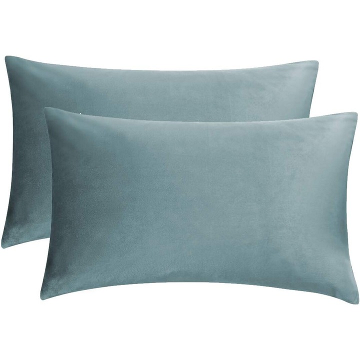 Set 2 Fete de perna, Catifea, Fermoar, 30 x 50 cm, Albastru-Gri