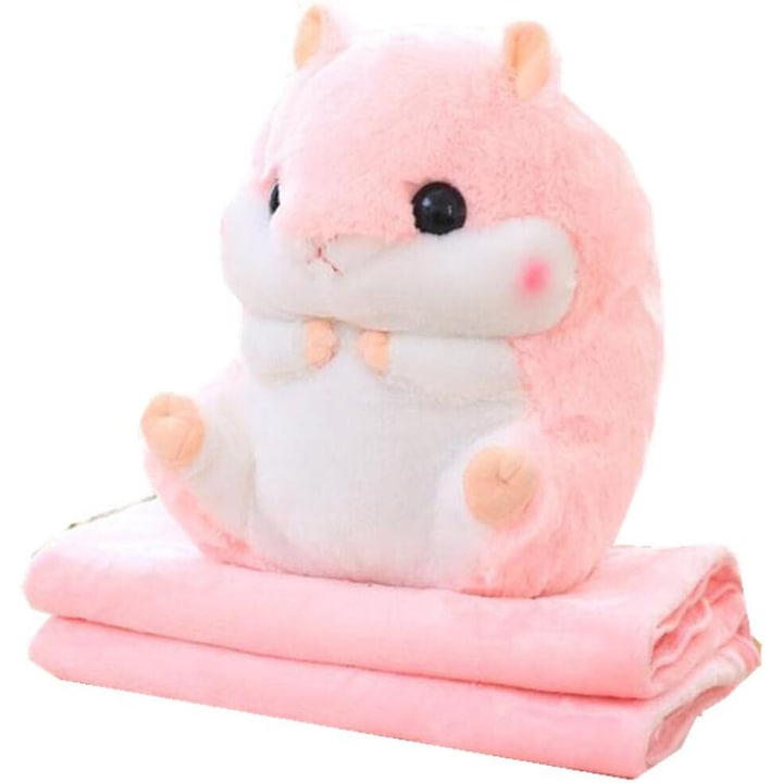 Párna és takaró szett, plusz, többfunkciós, rózsaszín/fehér