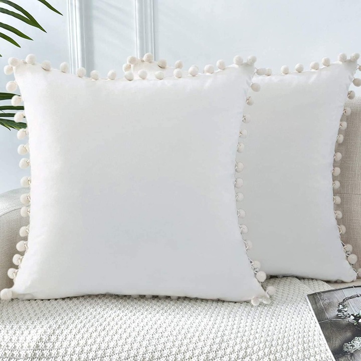 Set fete de perne din catifea, cu fermoar ascuns, alb, pentru sofa birou auto